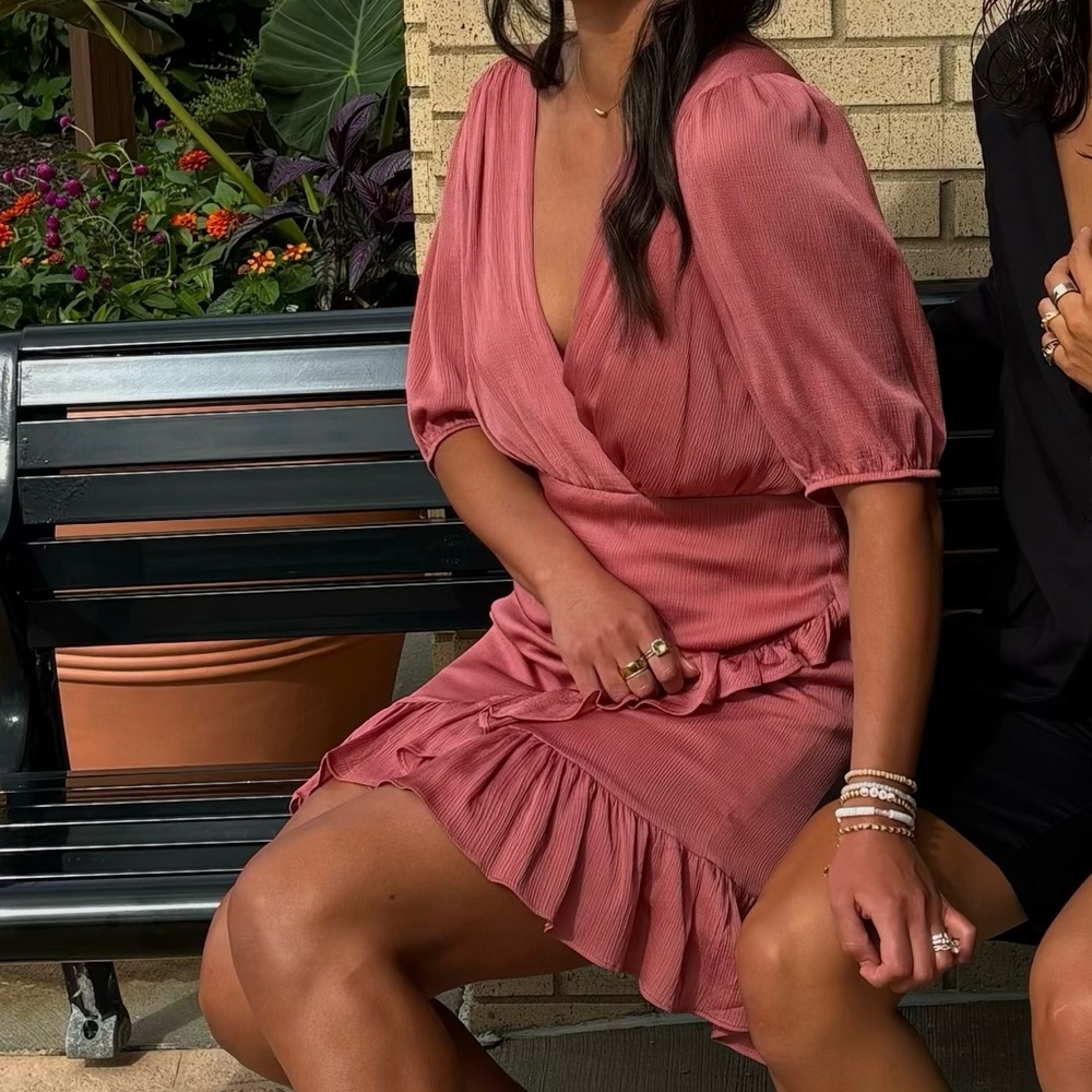 Express Rust Wrap Midi Dress - Picture 3 of 3